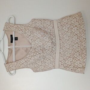 White House Black Market Floral Lace Sleeveless Blouse - Cream